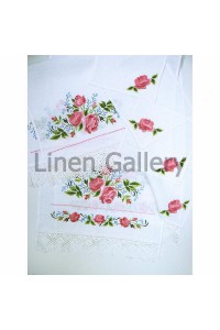 Троянда з мережкою, комплект весільний лляний