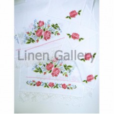Роза с мережкой, комплект свадебный льняной