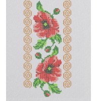 Cross-stitch poppies stripe design for embroidery machine