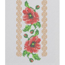 Cross-stitch poppies stripe design for embroidery machine