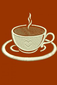 Machine embroidery design, Coffee cup