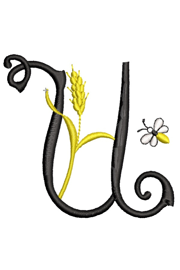 Letter Z with an ear of corn height 7 cm Design for machine embroidery