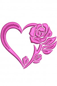 Design for machine embroidery Heart and roses - 1 color