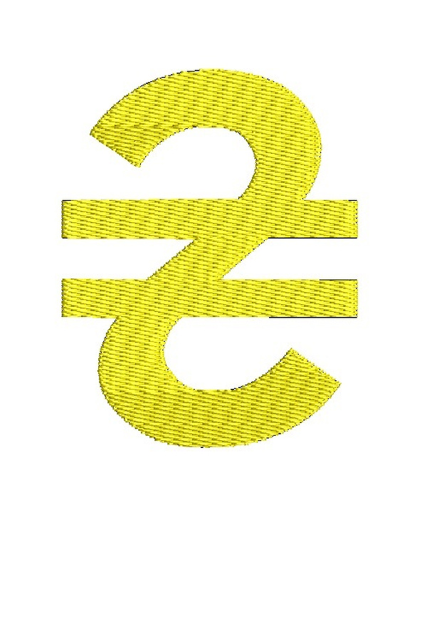 Design for embroidery machine hryvnia sign