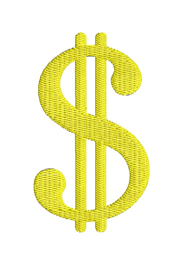 Design for embroidery machine dollar sign