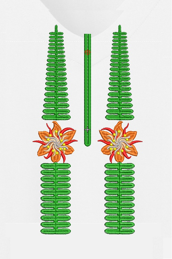 Design for machine embroidery of a blouse (shirt) Fern