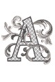 Letter A with an ear of wheat, height 7 cm, Design for machine embroidery