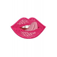 Design for machine embroidery Lips