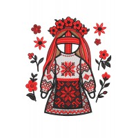Machine embroidery design, Motanka with flowers