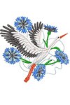 Дизайн для машинної вишивки Лелека з волошками 130*125