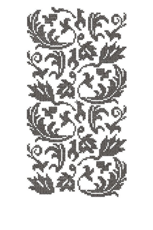 Design for machine embroidery: cross-stitch strip "Leaves" 280 cm