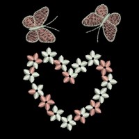 Design for machine embroidery Heart with butterflies 3 colors