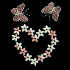 Design for machine embroidery Heart with butterflies 3 colors
