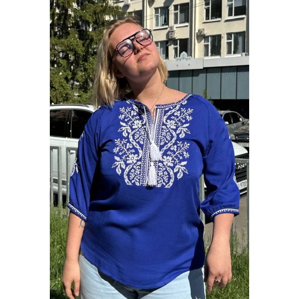 Women's blue embroidered shirt Wave