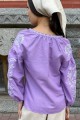 Pink women's embroidered shirt with white embroidery "Autumn Inspiration"