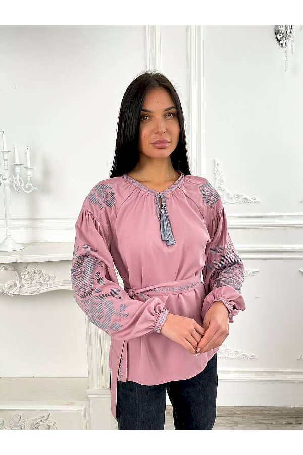 Pink embroidered shirt Lux, fabric staple.
