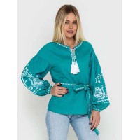 Green embroidered shirt Royal peacock