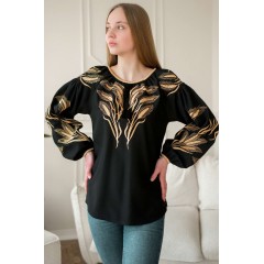 Чорна жіноча вишиванка Колоски в  букеті, 58