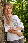 Women's white embroidered blouse "Kyiv Periwinkle", 62