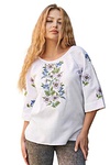 Women's white embroidered blouse "Kyiv Periwinkle", 62