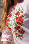 Women's white embroidered blouse "Rose Garden"