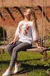Women's white embroidered blouse "Rose Garden"