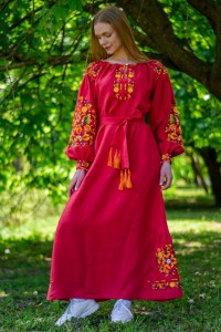 Жіноче вишите плаття довге червоне, Леля, 54