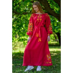 Жіноче вишите плаття довге червоне, Леля, 56