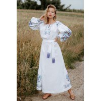 Женское длинное вышитое платье белое, Леля, 48
