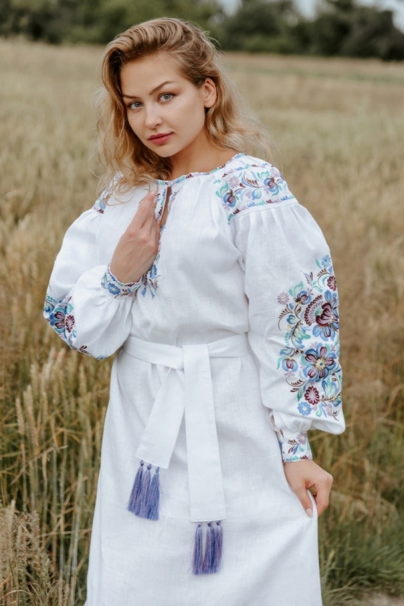 Жіноче вишите плаття довге біле, Леля, 54