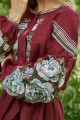 Жіноча вишита сукня з льону Півонія бордова, 52