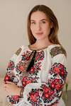 Women's linen embroidered blouse “Roses” white