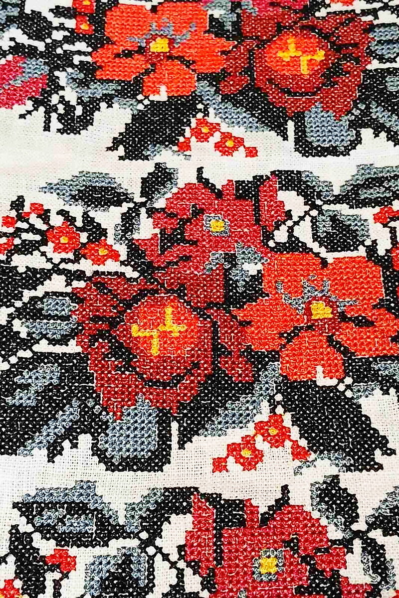 Women's linen embroidered blouse “Roses” white