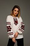 Women's embroidered shirt in milk color with a geometric pattern "Horianka"