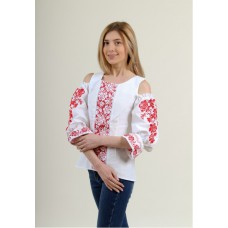 Aura of flowers, women's embroidered shirt, white