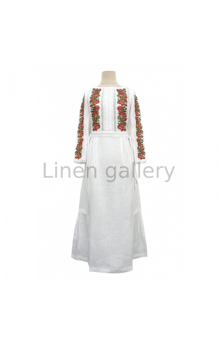 Ashley, white embroidered linen dress