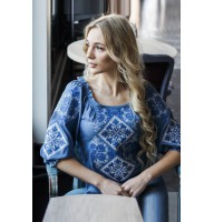 Blue embroidered shirt for women, blue embroidery of Hoverla, S Blue embroidered shirt for women, blue embroidery of Hoverla, S