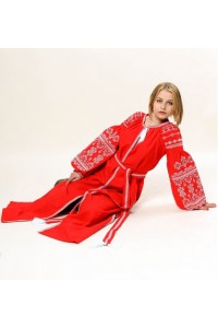 Zlata, red long dress with embroidery