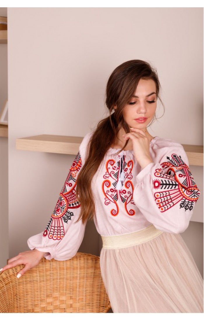 Vytynanka, women's embroidered shirt with gold