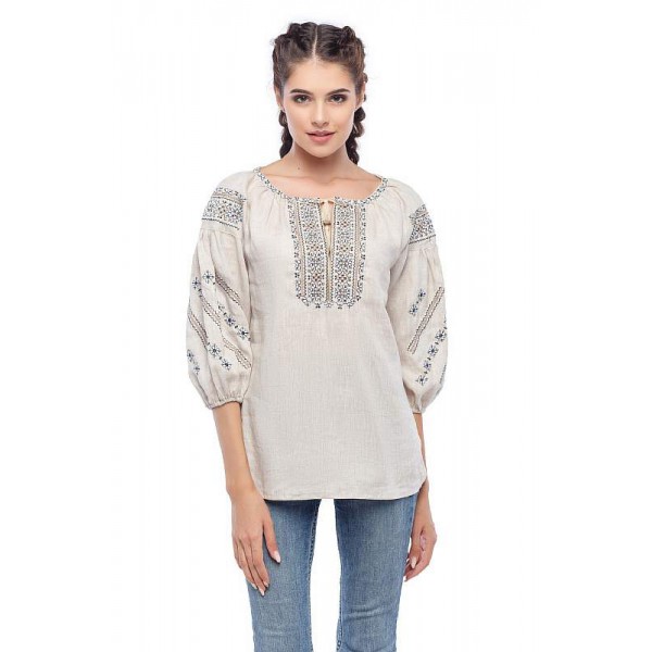 Miloslava, linen blouse (embroidered shirt)