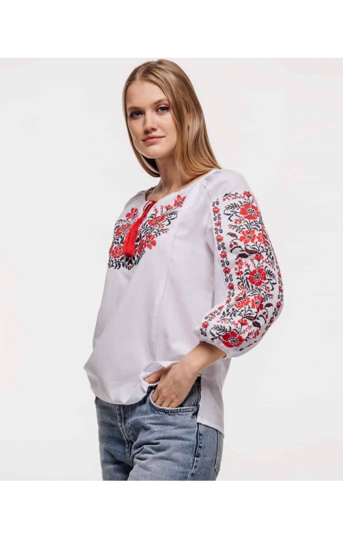 Amulet red, women's embroidered shirt