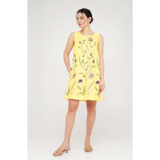 Rebeca, sleeveless linen dress, yellow linen
