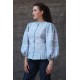 Rose, women's blouse embroidered, blue linen