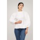 Rose, women's blouse embroidered, white linen