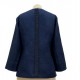 Зоя, блузка из натурального льна с вышивкой и мережкой, темно-синяя