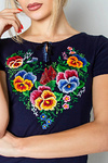 Women's T-shirt with dark-blue embroidery Aniutka