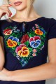 Women's T-shirt with dark-blue embroidery, Aniutka, XXXL