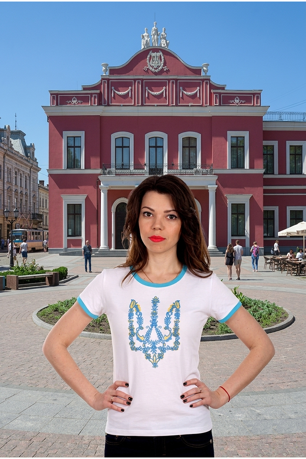 White T-shirt with embroidery My Country