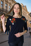 Extravaganza plus women's blue embroidered blouse