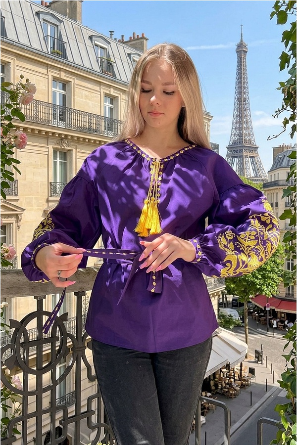 Purple embroidered shirt Tree of life, 48